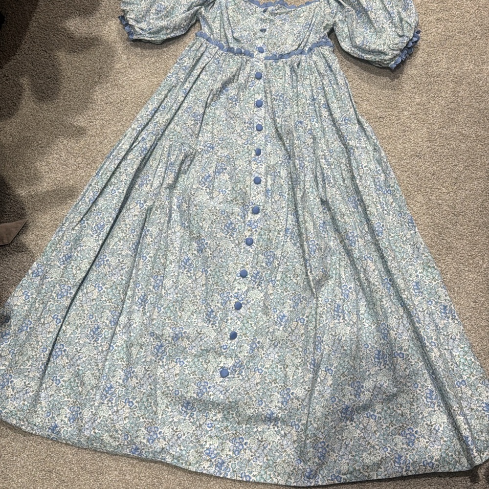 Floral Blue Midi Dress